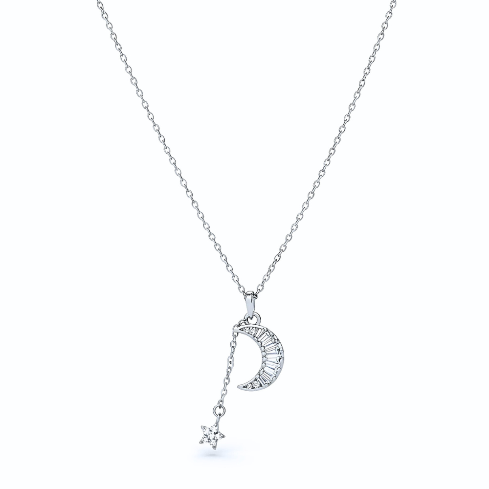 Moon & Star Silver Necklace