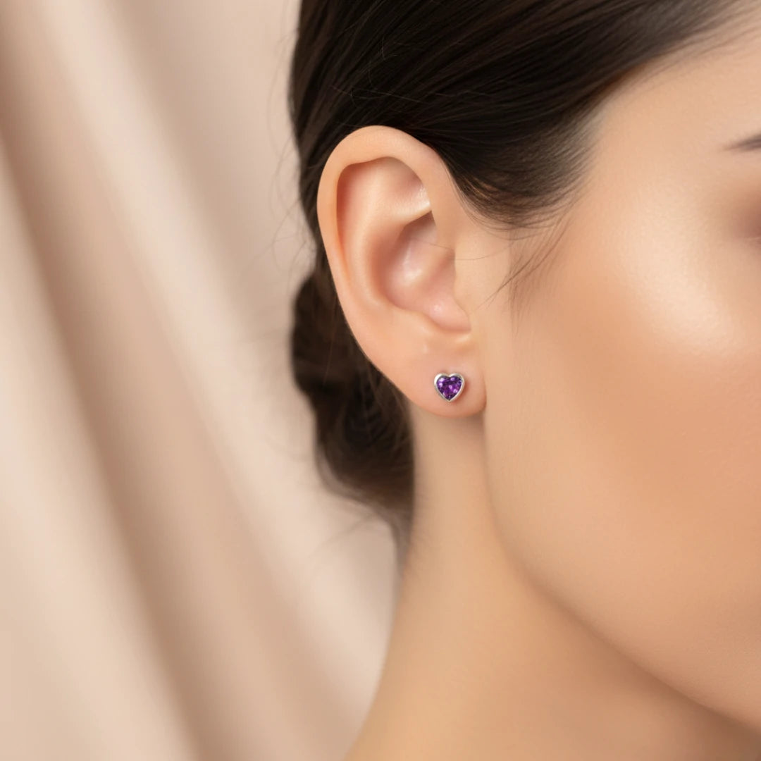 Royal Purple Heart Earrings