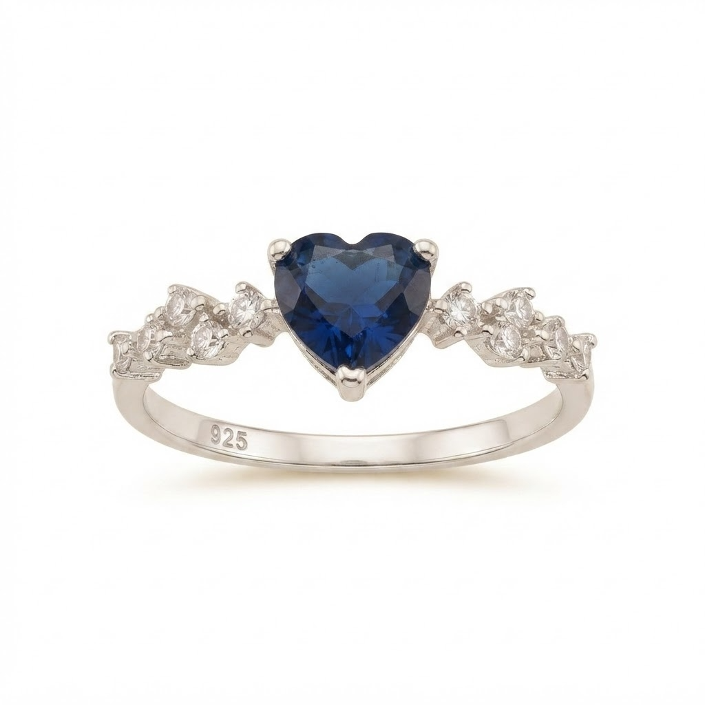 Heart Crystal Silver Ring
