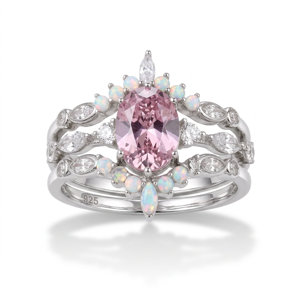 Oval- Cut Stone Silver Ring