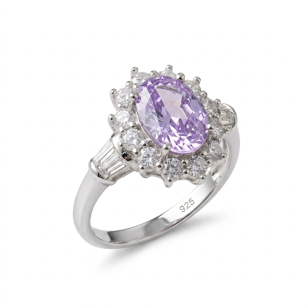 Lavender Oval Silver Ring
