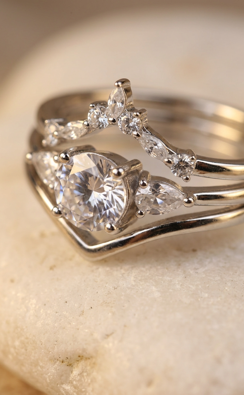 Majestic Round Crystal Silver Ring