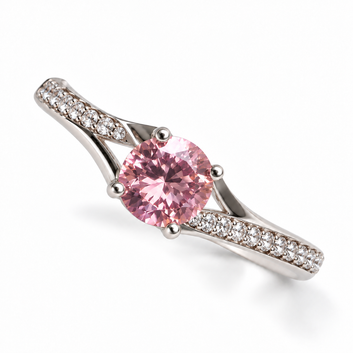 Glamorous Circle Stone Silver Ring