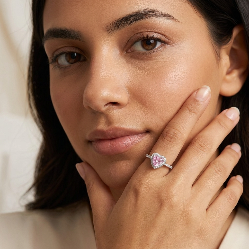 Romantic Heart pink ring