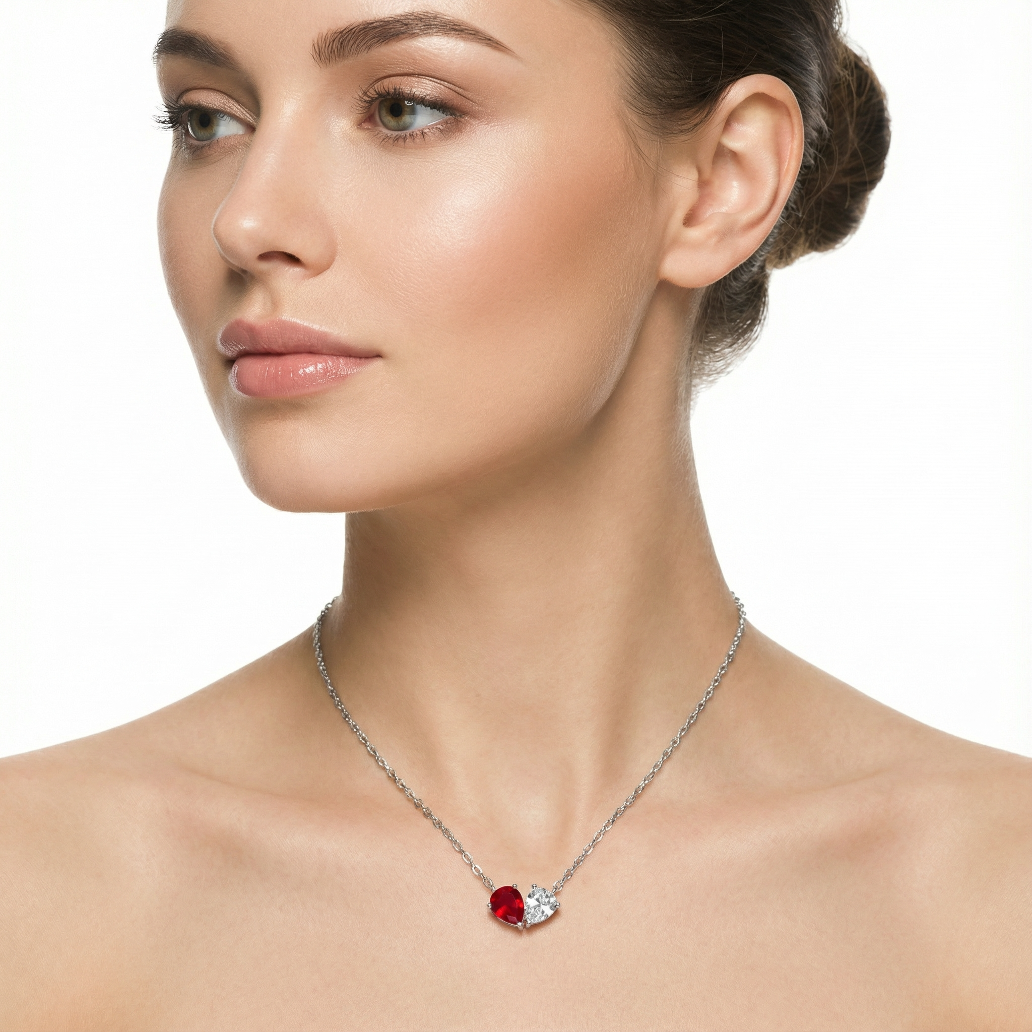 Red Heart Dual-Stone Necklace