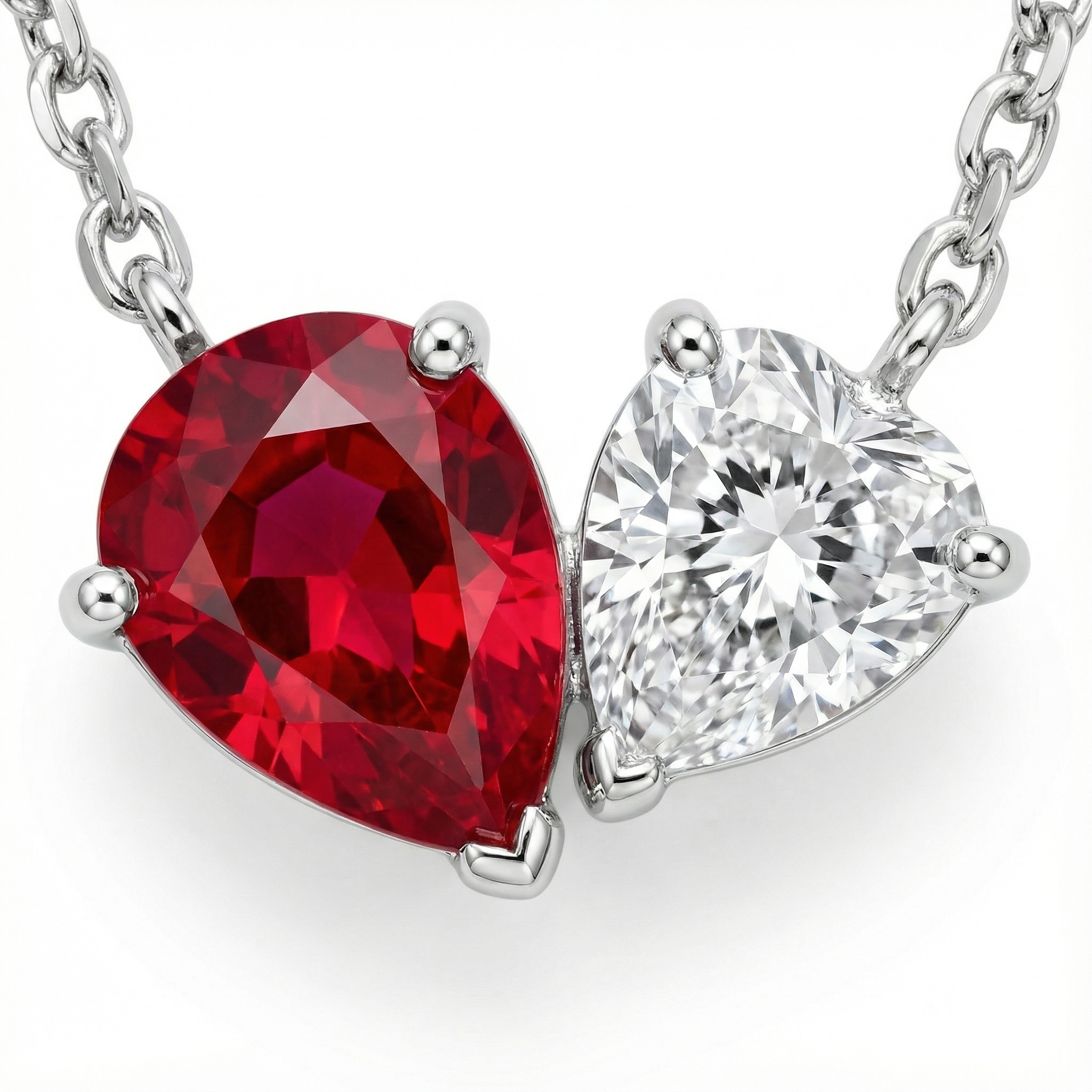 Red Heart Dual-Stone Necklace
