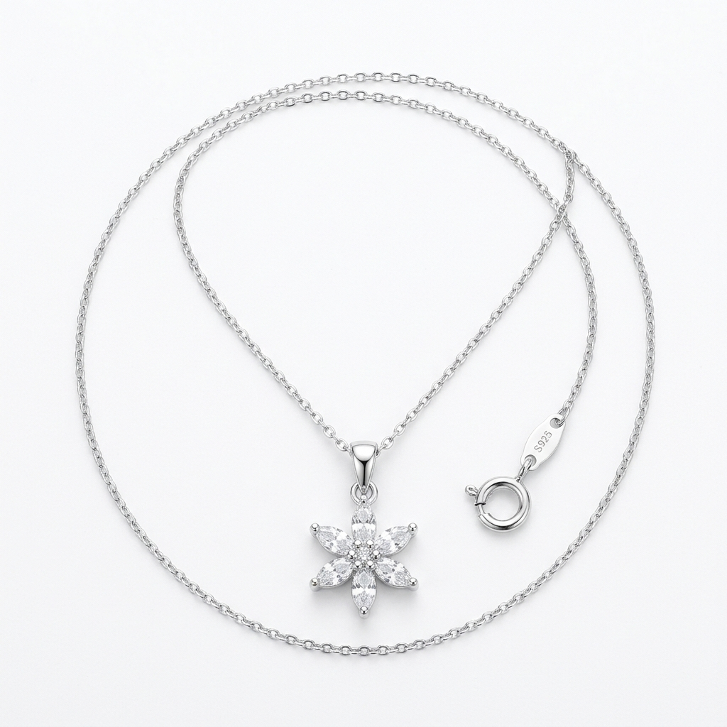 Marquise Flower Pendant Necklace