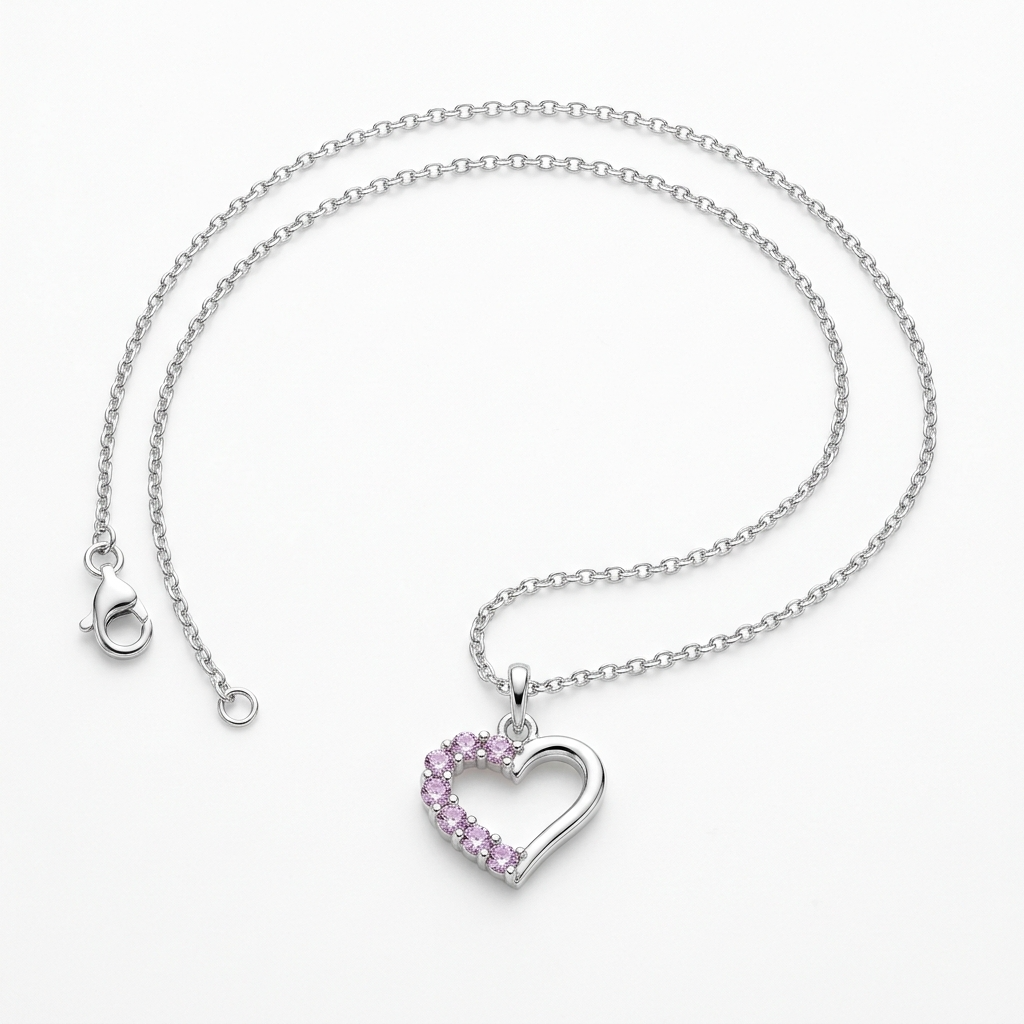 Sparkling Pink Heart Necklace