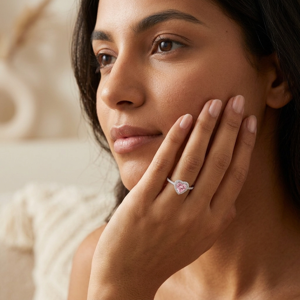 Romantic Heart pink ring