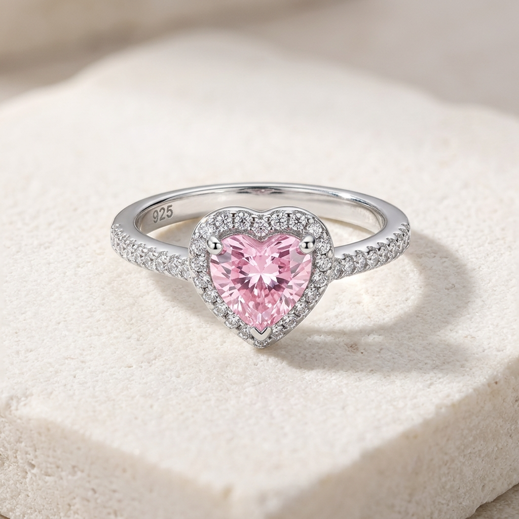 Romantic Heart pink ring
