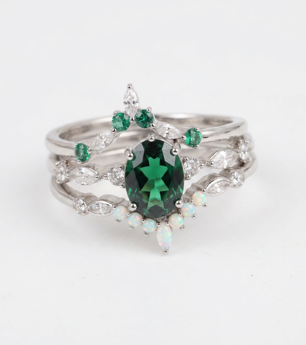 Oval- Cut Stone Silver Ring