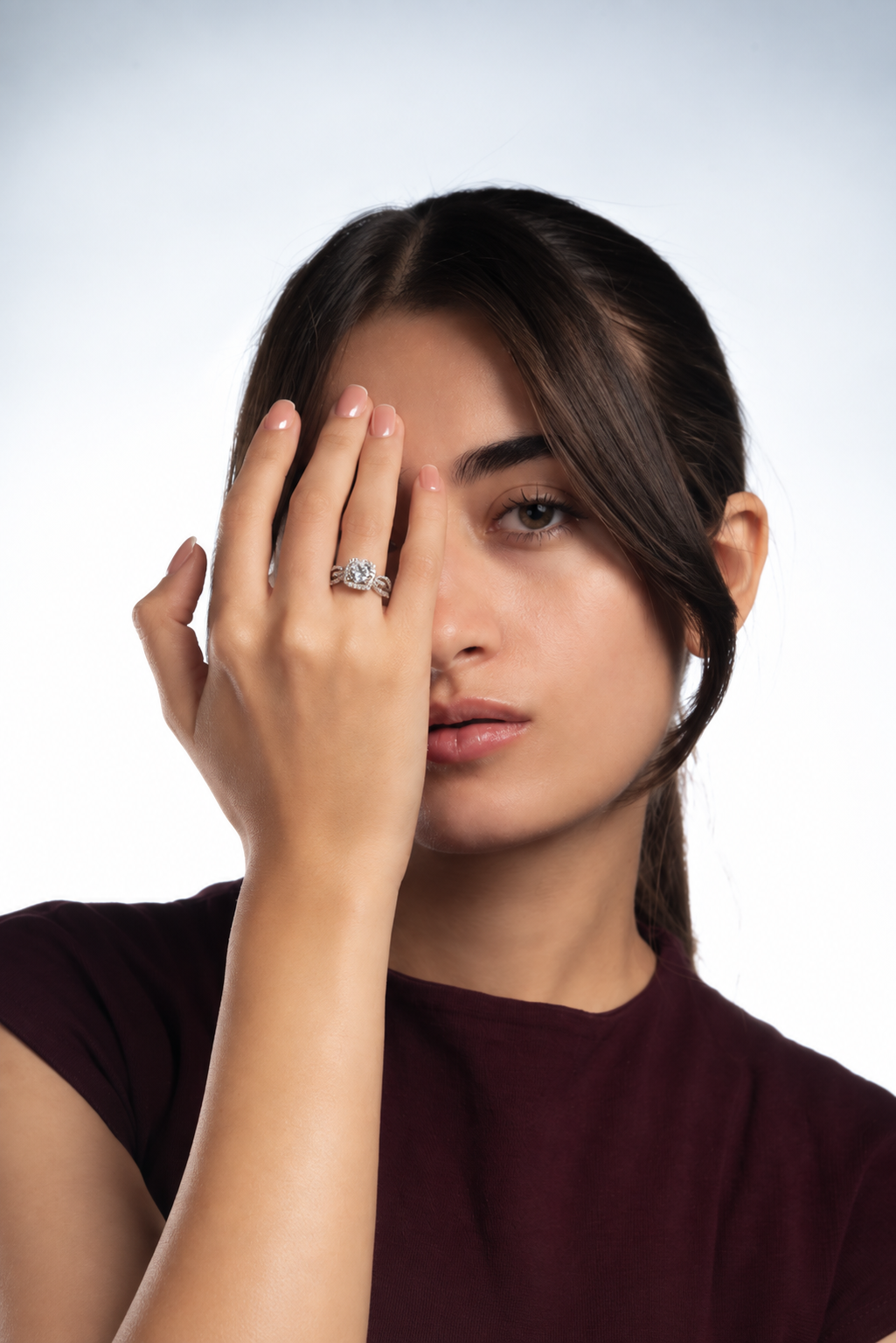 Square Crystal Silver Ring