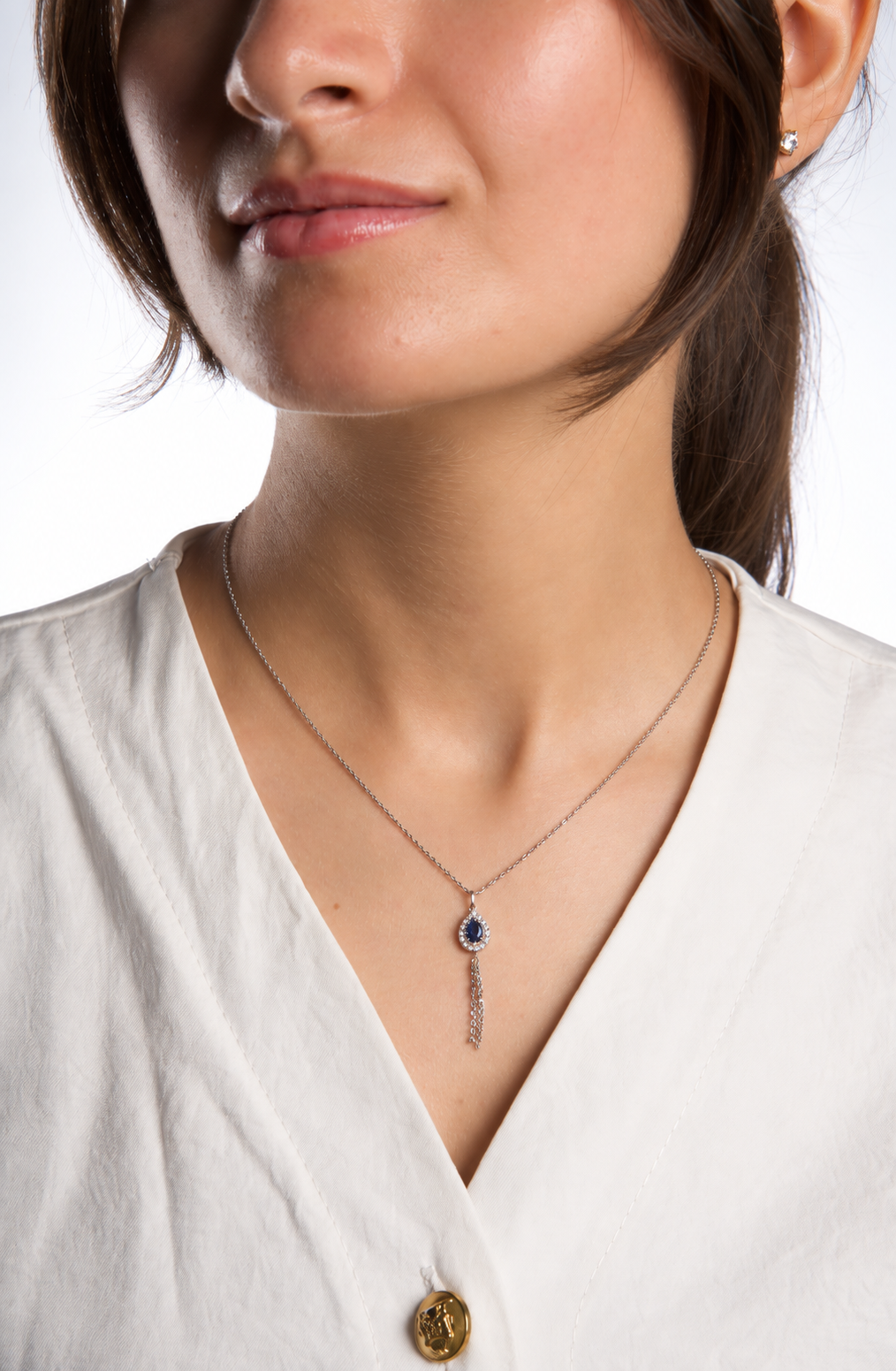 Radiant Teardrop Silver Necklace 
