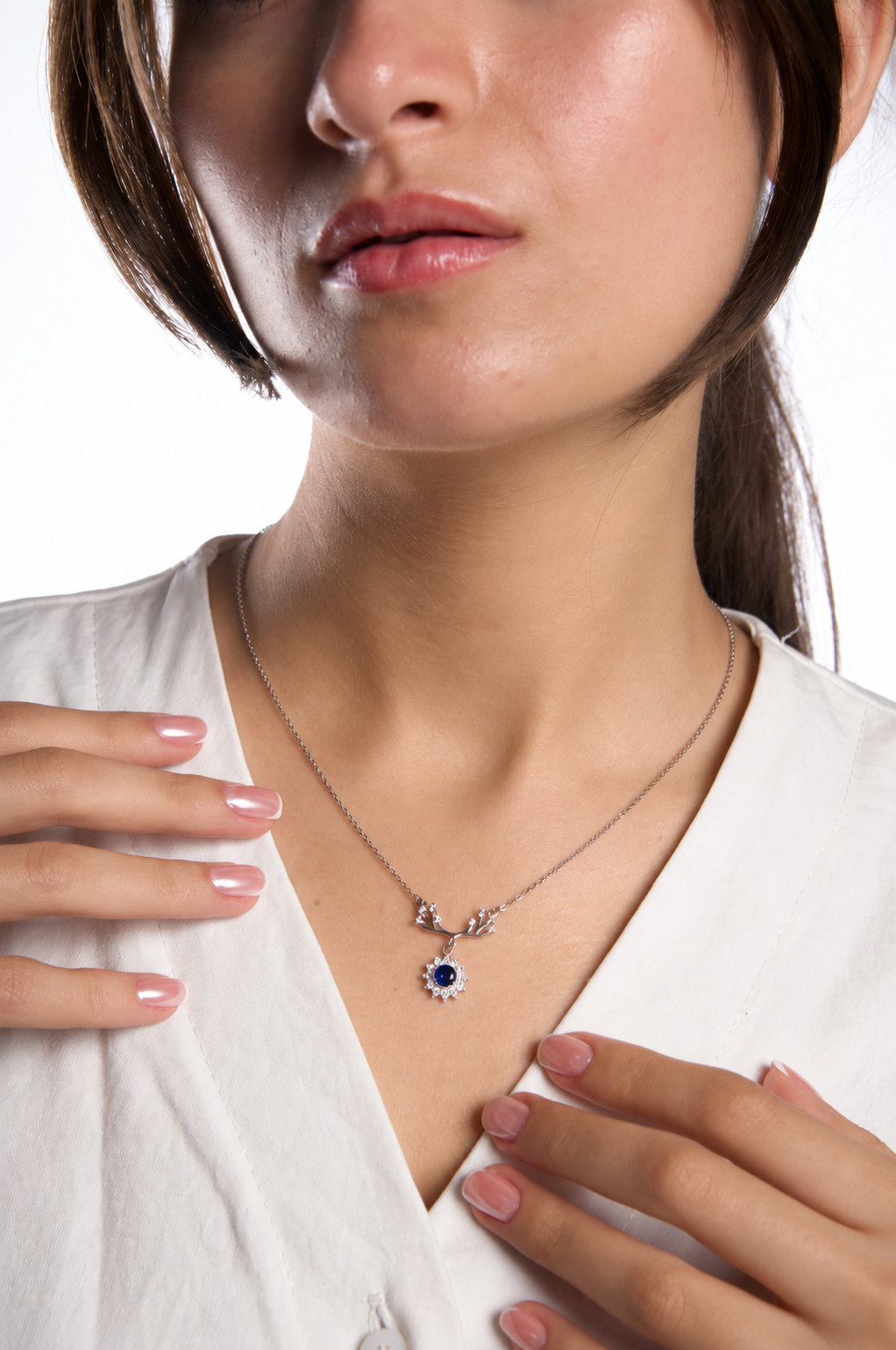Blue Halo Sterling Silver Necklace