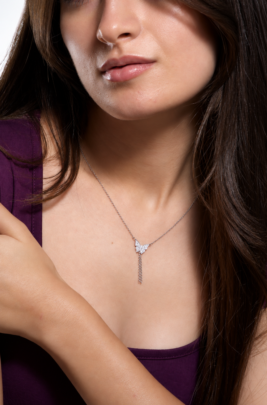  Elegant Silver Butterfly Pendant Necklace