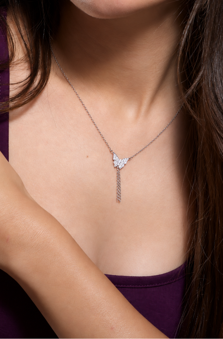  Elegant Silver Butterfly Pendant Necklace