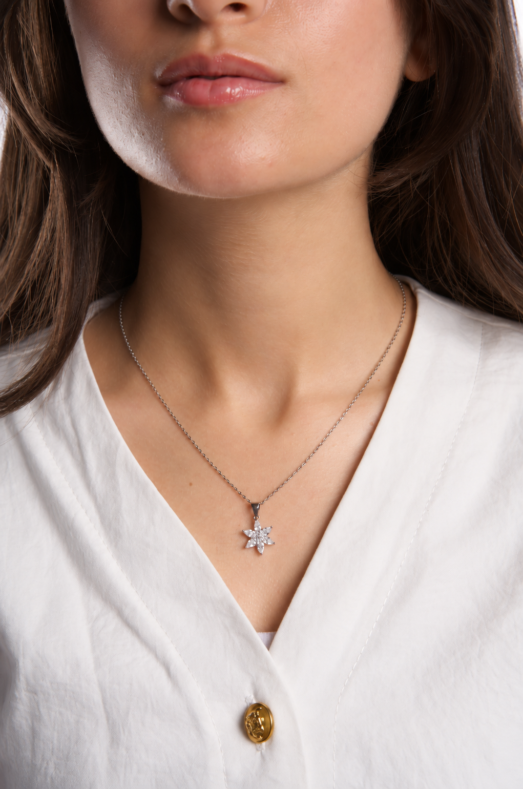 Marquise Flower Pendant Necklace