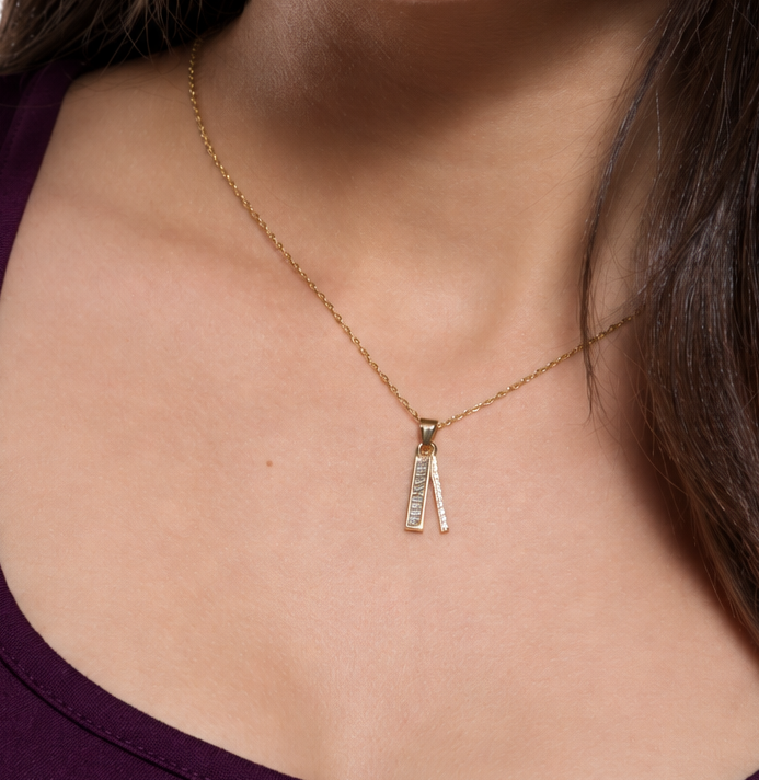 Minimalist Golden Dual Bar Necklace