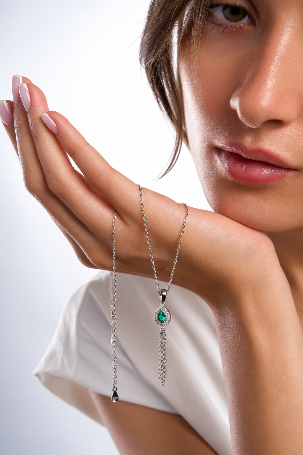 Radiant Teardrop Silver Necklace 