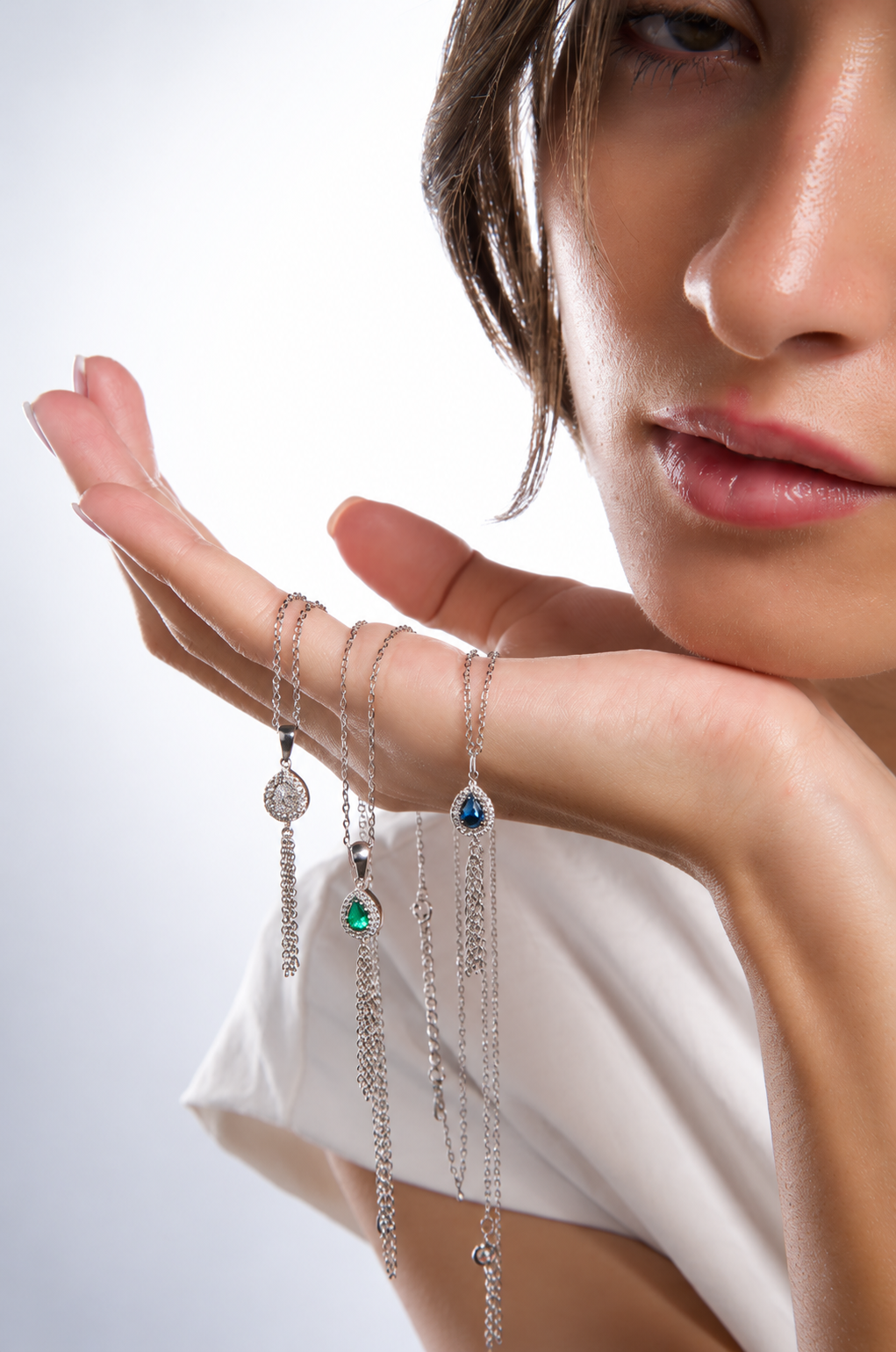 Radiant Teardrop Silver Necklace 