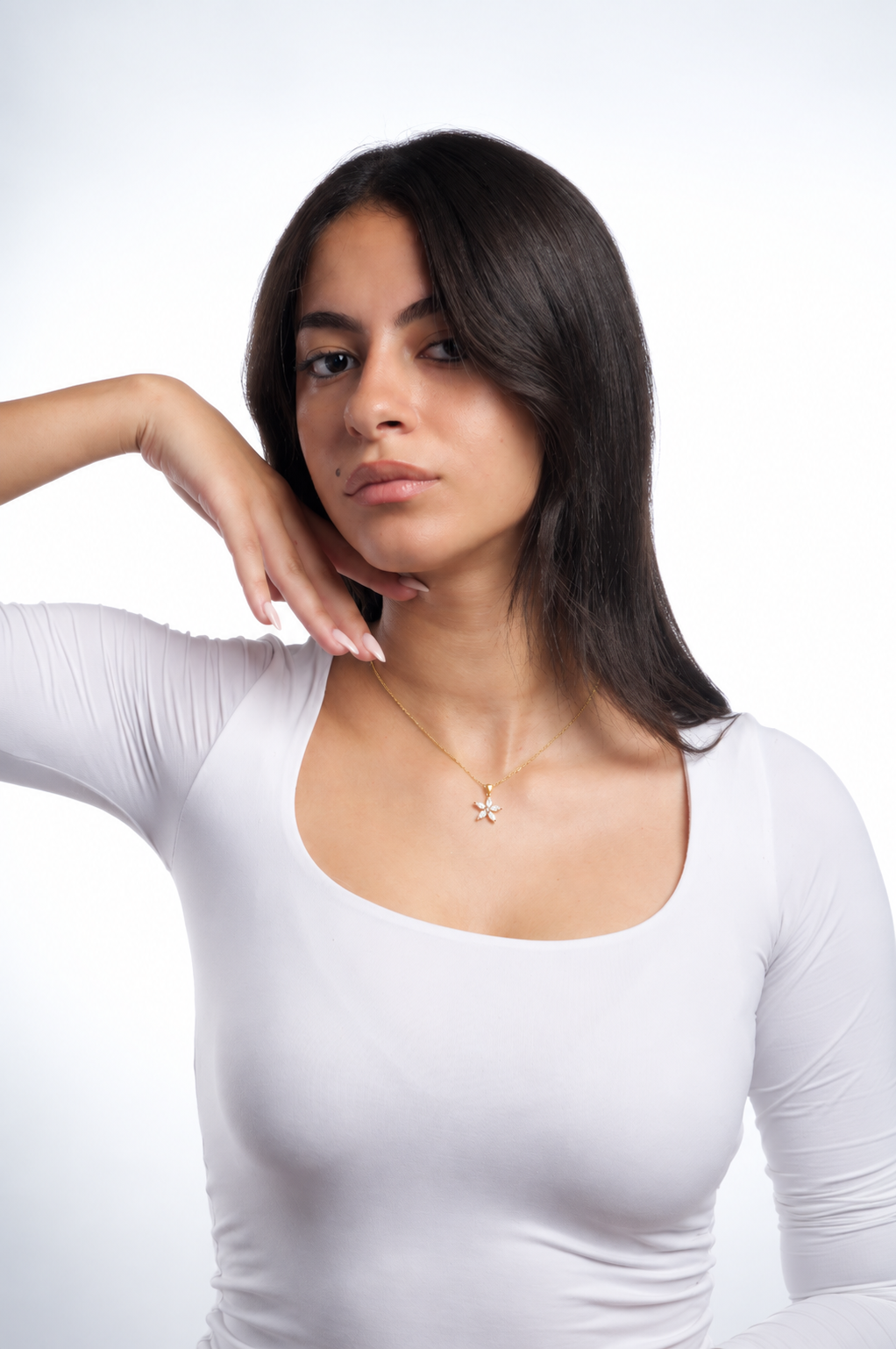 Marquise Flower Pendant Necklace