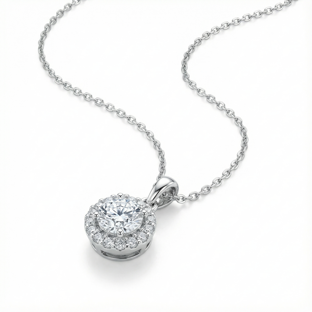 Circle Diamond Necklace | 925 Silver Bright Royal Glow – Silver Stoore