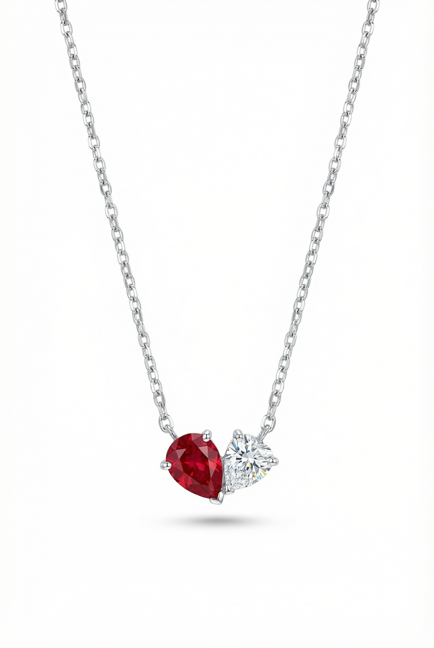 Red Heart Dual-Stone Necklace