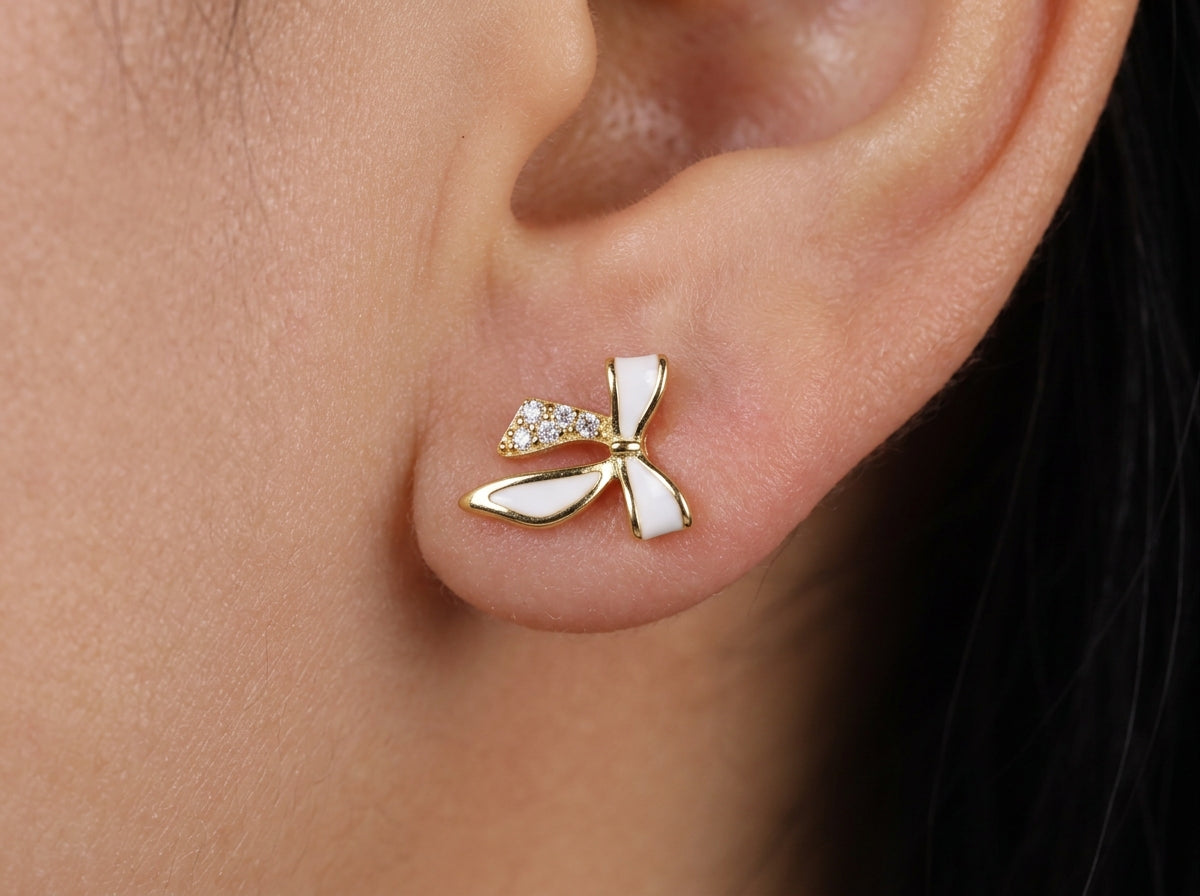 Ribbon Bow Stud Earrings