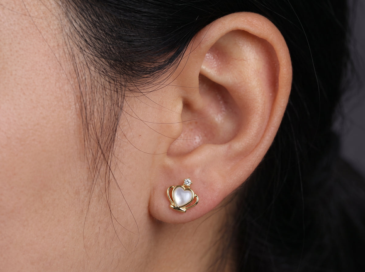 Elegant Crown Heart Earrings