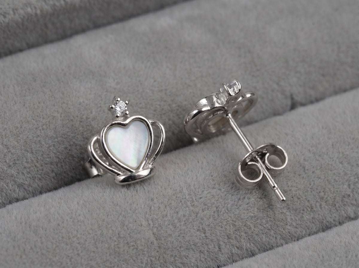 Elegant Crown Heart Earrings