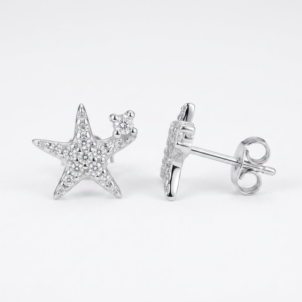 The Shiny Star Silver Earrings