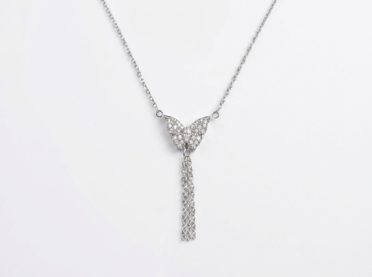  Elegant Silver Butterfly Pendant Necklace