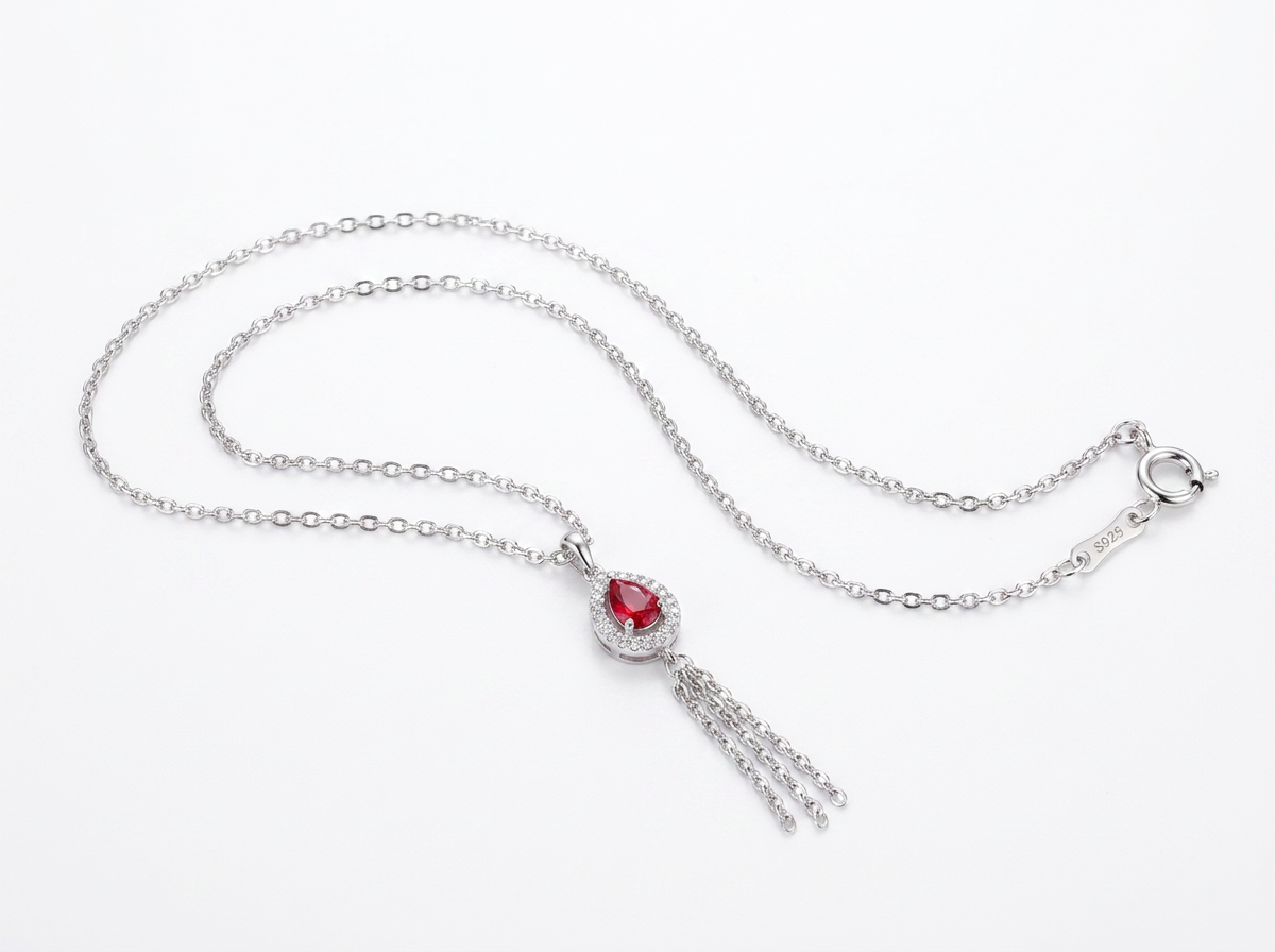 Radiant Teardrop Silver Necklace 