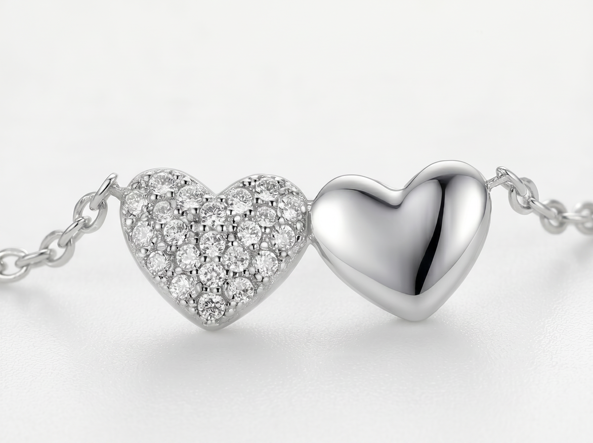 Dual-Heart Silver Pendant Necklace