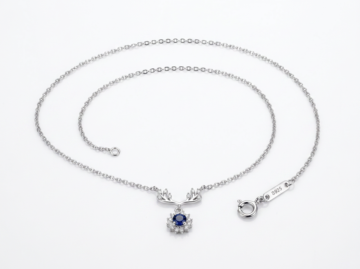 Blue Halo Sterling Silver Necklace