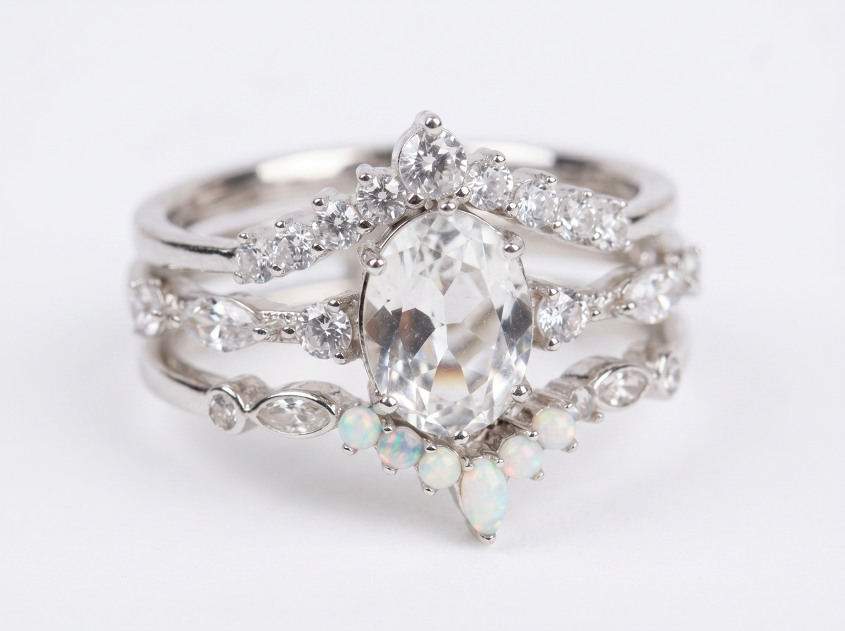 Oval- Cut Stone Silver Ring