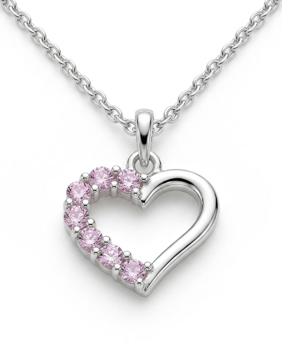 Sparkling Pink Heart Necklace
