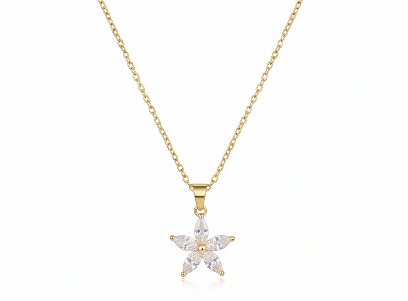 Marquise Flower Pendant Necklace