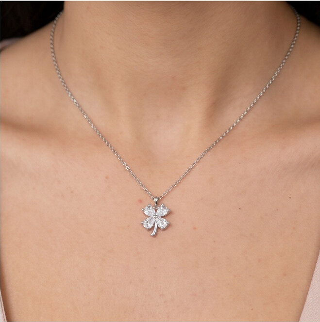 Four-Leaf Clover Silver Necklace