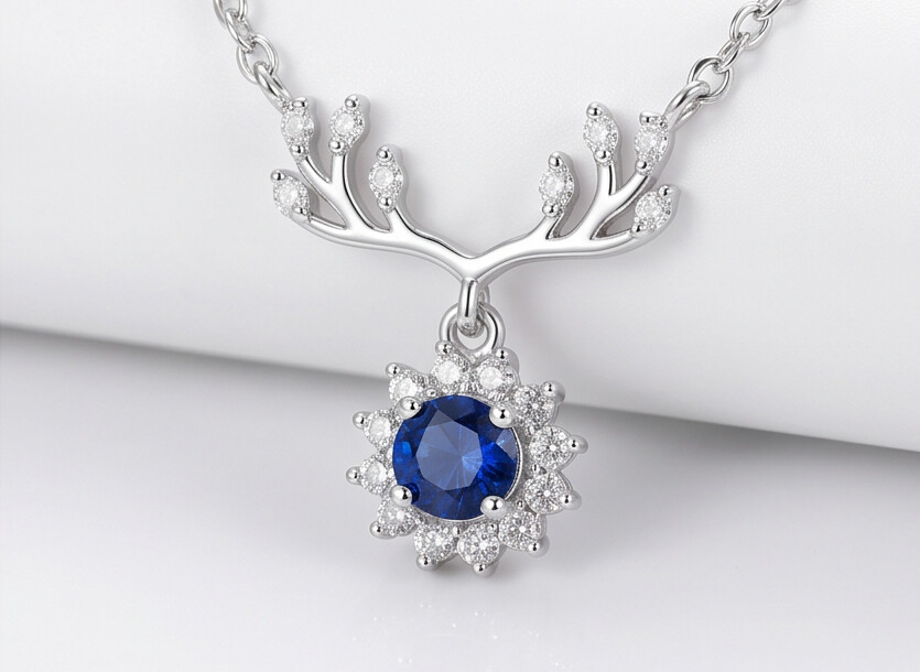Blue Halo Sterling Silver Necklace