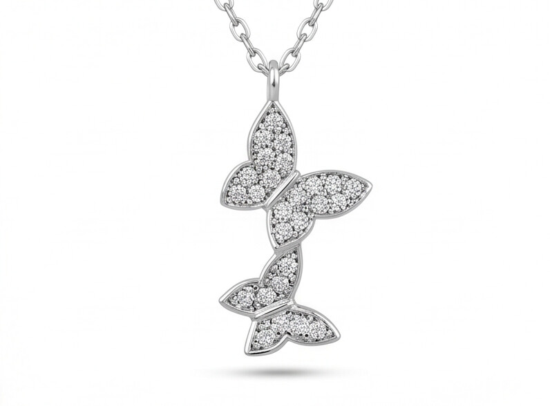 Delicate Dual-Butterfly Silver Necklace
