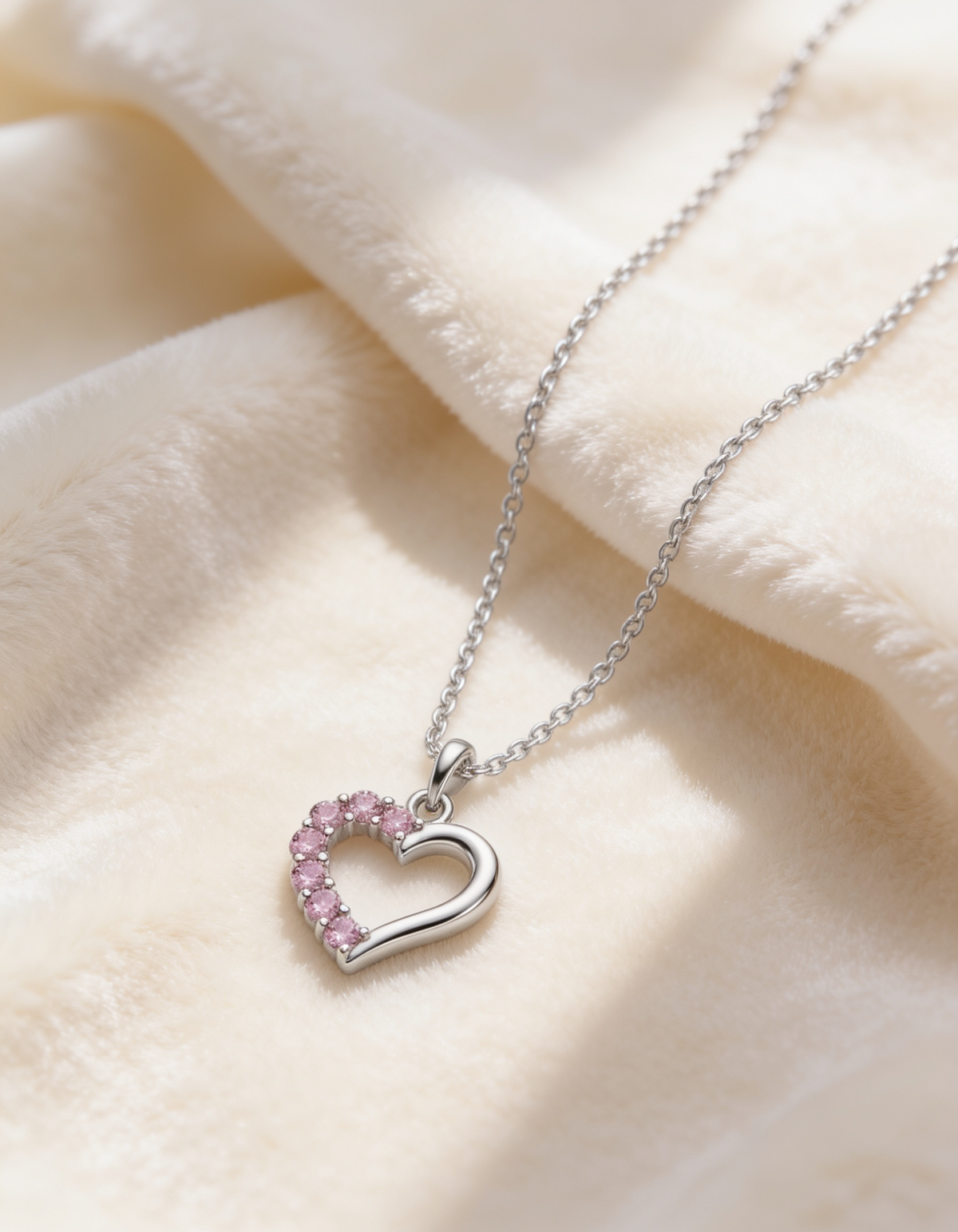 Sparkling Pink Heart Necklace